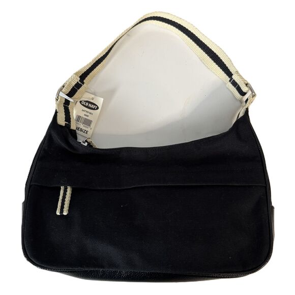 Old Navy Vintage Y2K Shoulder Bag Mini Baguette Purse NWT 2002 Canvas Black - Picture 1 of 9